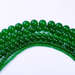 Natural Round Dark Green Jade Loose Stone Beads For Bracelet Necklace Diy Jewelry Making 4MM 6MM 8MM 10MM 12MM By Ruilong 4MM