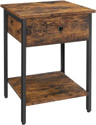 Lifespace Industrial Rustic Wood Side Table With Draw