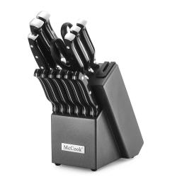 Mccook MC42 6 Pieces Forged Triple Rivet Kitchen Knife Set In Natural Hard Wood Slim Block Approved By Fda Violet