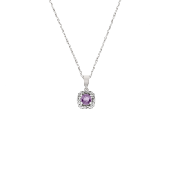 Sterling Silver Cubic Zirconia February Pendant Necklace