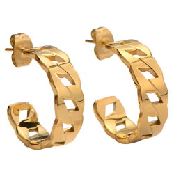 18K Gold Plated Cuban Link Hoop Earrings