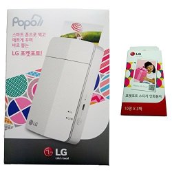 LG Printer+paper Set New Pocket Photo Printer 3 PD251 White Follow-up Model Of PD241T PD239 + Zink Sticker Photo Paper 30 Sheets