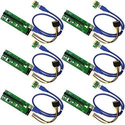6 Pack Pcie Riser Cable Ver 006 Or VER006C Pci-e 16X To 1X Powered Riser Adapter Card USB 3.0 Extension Cable 4PIN Molex To