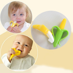 High Quality And Environmentally Safe Baby Teether Banana And Corn Silicone Training Ben... - Blue L