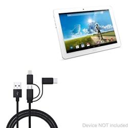 Acer Iconia Tab 10 A3-A20 Cable Boxwave Allcharge 3-IN-1 Cable For Acer Iconia Tab 10 A3-A20 - Jet Black