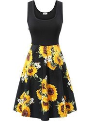 Midi Kira Skater Dress Women's Scoop Neck Sleeveless Floral Summer A-line Dress