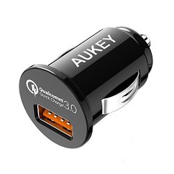 Aukey Car Charger Flush Fit Quick Charge 3.0 Port For Samsung Galaxy NOTE8 S8 S8+ LG G6 V20 Htc 10 And More