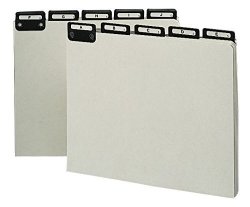 Smead Pressboard Guides Flat Metal 1 3-CUT Tab With Insert A-z Letter Size Gray green 25 Per Set 50576