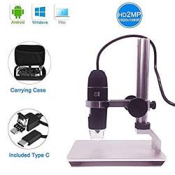 Jiusion HD 2MP USB Digital Microscope 501000X Portable Magnification Endoscope Camera With 8 Leds Aluminum Alloy Stable Stand For Otg Android Mac Windows 7 8 10 Linux