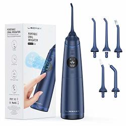 Liberex FC2660 Cordless Water Flosser - Portable Rechargeable Oral Irrigator For Braces Sensitive Teeth Travel Shower Family Use 4 Modes Oled Display IPX7 Waterproof