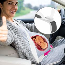 Pregnancy Car Seat Belt Adjuster - Safety Maternity Bump Belt For Pregnant Women - Durable Bump & Belly Protector For Unborn Baby White