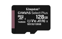 Kingston 128GB Micsdxc Canvas Select Plus 100R A1 C10 Card + Adp SDCS2 128GB