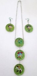 Hand Crafted Tazo Earrings And Necklace Set - El Tigre Characters
