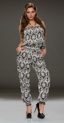 And White Paisley Jumpsuit Black