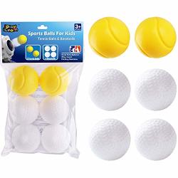 IPlay ILearn Pitching Machine Baseball & Tennis Plastic Replacement Balls Sports Training Ball 6PCS Set Outdoors Game Set Active Learning Gift For Age 4