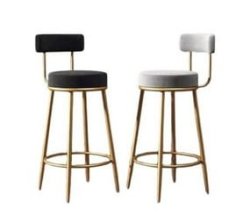 2-SETS Bar Chairs Velvet Upholstered Bar Stools High Stools
