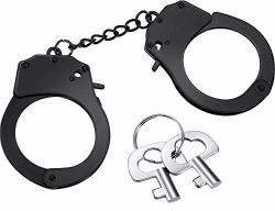 Lztech Metal Handcuffs With Keys Black Police Handcuff Stainless Steel Toy Handcuff Silver Metal Whistles Costume Accessories For Cosplay Police