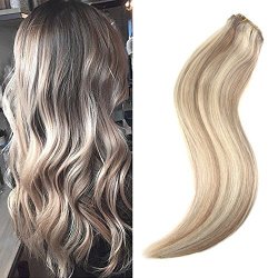 Weihai Ugeat Hair Ugeat 18INCH 9PCS Per Set 120GRAM Clip In Hair Extensions Piano Color Ash Blonde 18 And Bleach Blonde Color 613 Highlight Real Human Hair
