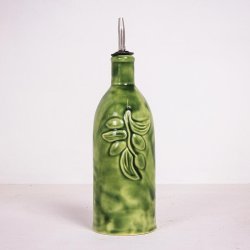 PC Olive Oil Bottle Poure - Medium Green
