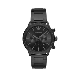 Emporio Armani Men&apos S Black Plated Stainless Steel Chronograph Bracelet Watch