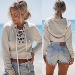 Gorgeous Cropped Lace-up Hoodie. Great Price