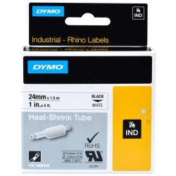 : Dymo Heatshrink Label Tape 24MM X 1.5M On White - HTDYT24HSBKWT