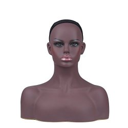 L7 Mannequin Life Size Black Famale Mannequin Head Bust Dummy