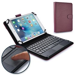 Samsung Galaxy Tab 4 7.0 Keyboard Case Cooper Touchpad Executive 2-IN-1 Wireless Bluetooth Keyboard Mouse Leather Travel Cases Cover Holder Folio Portfolio + Stand SM-T230 T231 T235 Purple