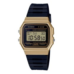 Casio - Gold Plated Black Strap Retro Wr Digital Watch