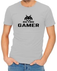 Retro Gamer Mens Grey T-Shirt Medium