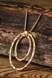 Goldair Gold Double Ring Pendant Necklace