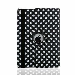 Meiliio Ipad Air 2 Case Cover Wave Point Pattern 360 Degree Rotating With Anti-slip Groove Sleeve Folio Flip Protective Case Cover For Apple Ipad Air 2 Black
