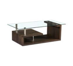 Smte - Coffee Tables - Tempered Glass Top - Brown Base