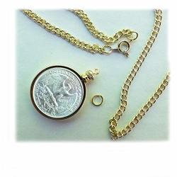Coin Holder Bezel Penny Usa 1 Cent Gold Plated Link Necklace 20" Chain Kit Parts
