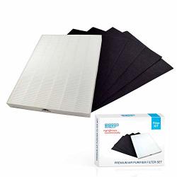 Hqrp True Hepa + 4 Carbon Filter Set Works With Fellowes Aeramax 290 300 DX95 9287201 & 9324201 Air Filter Replacement