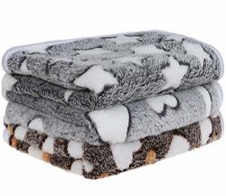 Petsvv 3 Pack Dog Blanket Soft Fleece Flannel Throw Dog Blanket Warm Pet Blankets For Cat & Small Dog Grey Series