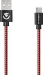 Volkano Braids Series Nylon Braided Micro USB Cable - 1.2M - Black & Red