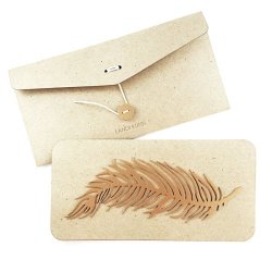Blank Card feather Gold - Blank Card With Envelope