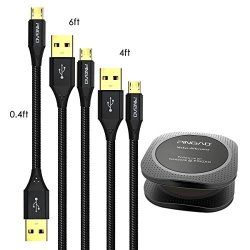 3-PACK Micro USB Cable Android Pingao Sync Charger Nylon Braided Cord For Samsung Galaxy S6 S7 Edge J7 Note 5 Kindle LG Xbox PS4 Camera