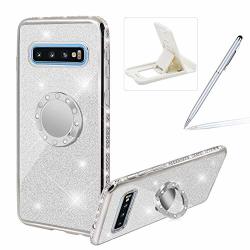 Silver Glitter Case For Samsung Galaxy S7 Soft Rubber Cover For Samsung Galaxy S7 Herzzer Luxury 2 In 1 Crystal Bling Diamond Plating Frame