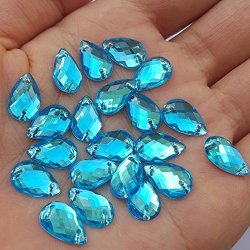 300PCS 0.31X0.51? Drop Shape Crystal Clear Acrylic Sew On Rhinestones Flatback Sewing Stones For Clothes Wedding Dress Crafts Garments Accessories Blue