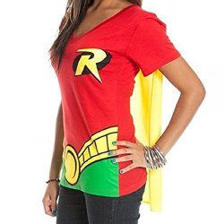 Dc Comics Robin Juniors Red V-neck Cape Tee Red Large