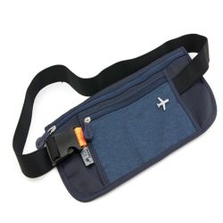 Belt Bag With 2 Compartments And Rfid Protection Safety Belt Blue