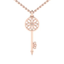 Why Jewellery Key Collection Diamond Round Key Pendant & Chain in Rose Gold Plated