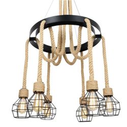Stylish Vintage Metal And Rope Light Chandelier