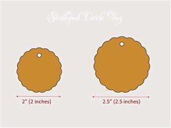 200 Scalloped Circle Tags in Kraft Brown Cardstock Blank Gift Tags Price Tag Cards 2 Diameter