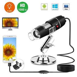 USB Digital Microscope Upgrade 1000X HD USB Microscope With 8 LED MINI Magnification Endoscope With Type-c Otg Adapter And Metal Stand Compatible With Mac