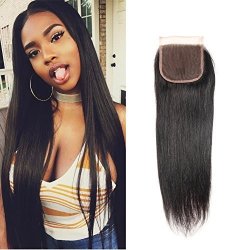 8A Brazilian Virgin Straight Lace Closure Unprocessed Virgin Straight Hair Lace Closure Free Part Brazilian Virgin Hair Straight Lace Closure Human Hair Extensions 18"