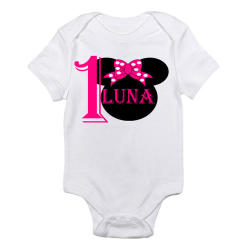 Minnie Mouse Birthday - Add Age And Name - Baby Onesie Clothing