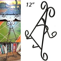 Adorox 12" Black Iron Display Stand Holds Cook Books Plates Pictures & More